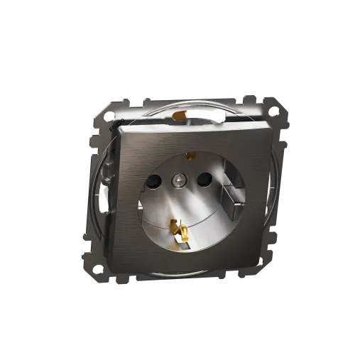 Розетка с заземлением, матовый алюминий, Sedna Design Schneider Electric SDD170022U