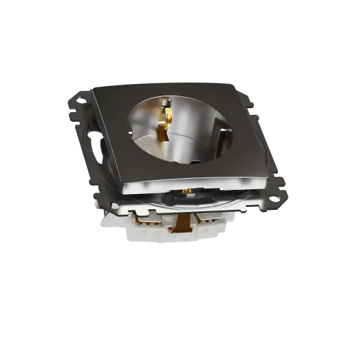 Розетка с заземлением, матовый алюминий, Sedna Design Schneider Electric SDD170022U