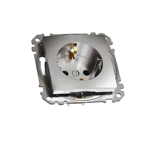 Розетка с заземлением, матовый алюминий, Sedna Design Schneider Electric SDD170022U