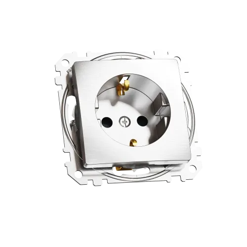Розетка с заземлением, матовый алюминий, Sedna Design Schneider Electric SDD170022U