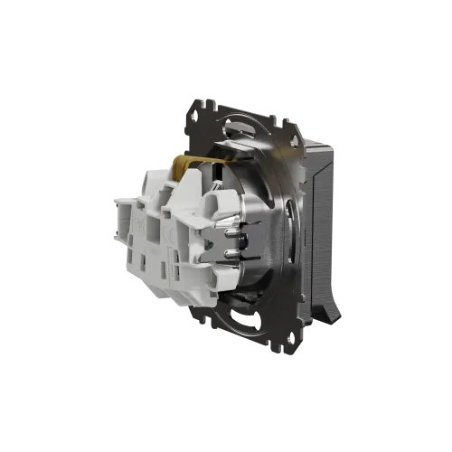 Розетка электрическая с крышкой, матовый алюминий, Sedna Design SDD170024