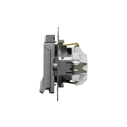 Розетка электрическая с крышкой, матовый алюминий, Sedna Design SDD170024