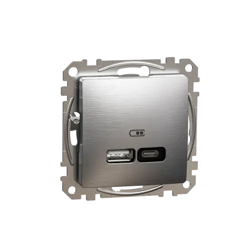 USB розетка A+C, матовый алюминий, Sedna Design Schneider Electric SDD170405U