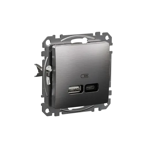 USB розетка A+C, матовый алюминий, Sedna Design Schneider Electric SDD170405U