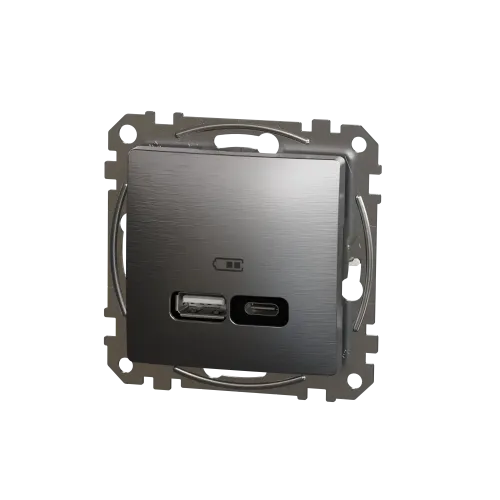 USB розетка A+C, матовый алюминий, Sedna Design Schneider Electric SDD170405U