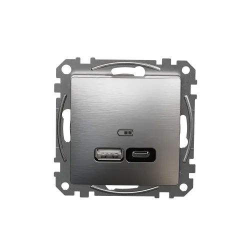 USB розетка A+C, матовый алюминий, Sedna Design Schneider Electric SDD170405U