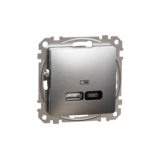 USB розетка A+C, матовый алюминий, Sedna Design Schneider Electric SDD170405U