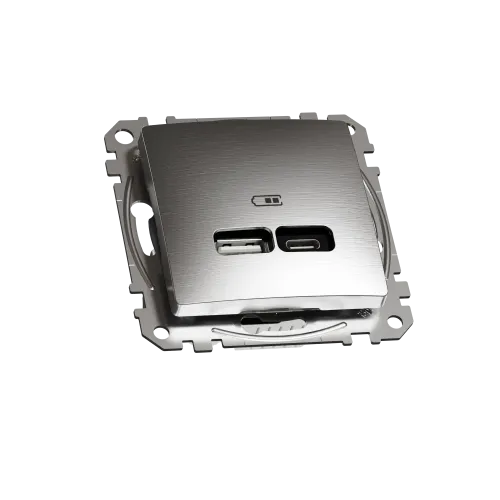 USB розетка A+C, матовый алюминий, Sedna Design Schneider Electric SDD170405U