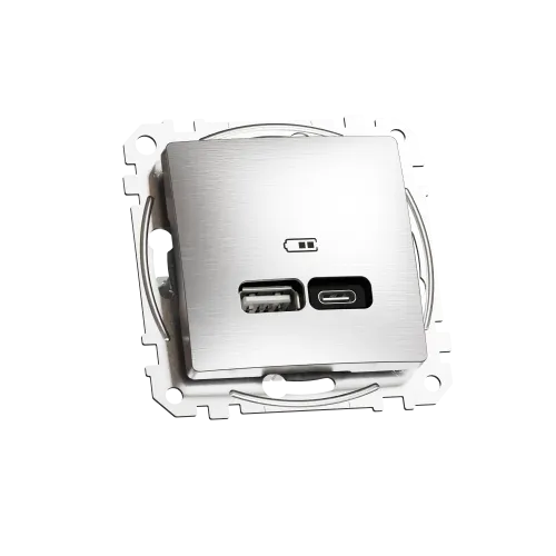 USB розетка A+C, матовый алюминий, Sedna Design Schneider Electric SDD170405U