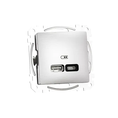 USB розетка A+C, матовый алюминий, Sedna Design Schneider Electric SDD170405U