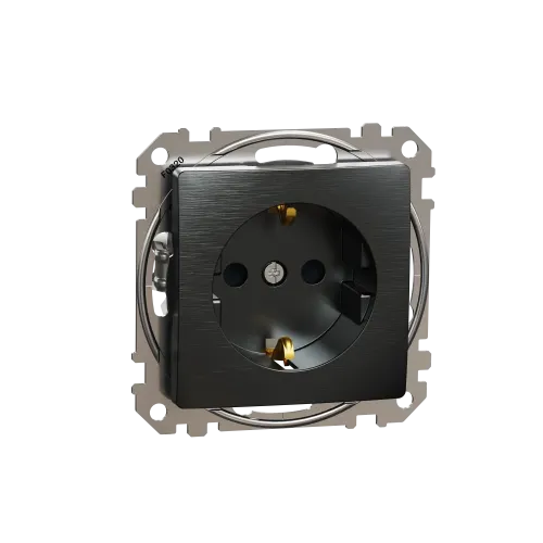 Розетка с заземлением, матовый титан, Sedna Design Schneider Electric SDD172022U
