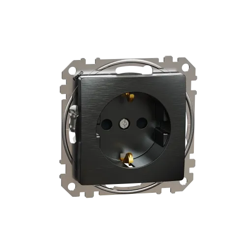 Розетка с заземлением, матовый титан, Sedna Design Schneider Electric SDD172022U
