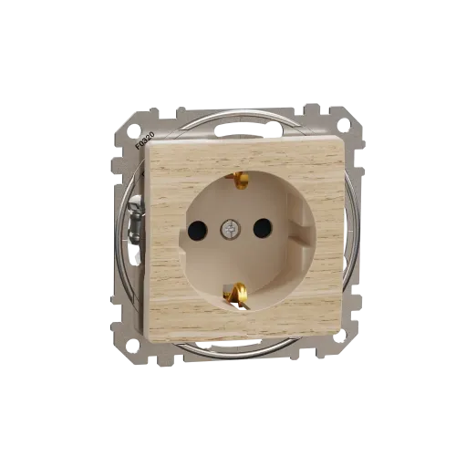 Розетка с заземлением, берёза, Sedna Design Schneider Electric SDD180022U