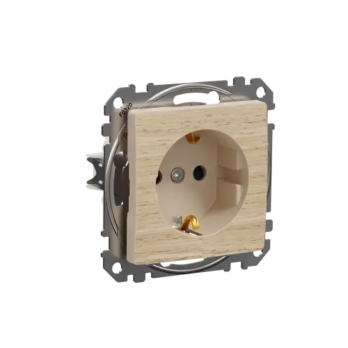 Розетка с заземлением, берёза, Sedna Design Schneider Electric SDD180022U