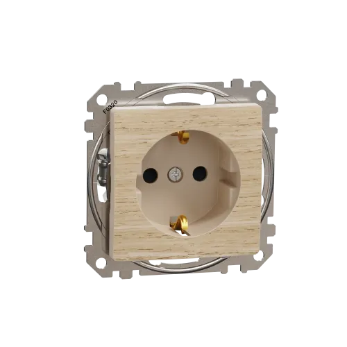 Розетка с заземлением, берёза, Sedna Design Schneider Electric SDD180022U