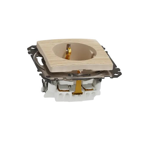Розетка с заземлением, берёза, Sedna Design Schneider Electric SDD180022U