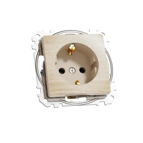 Розетка с заземлением, берёза, Sedna Design Schneider Electric SDD180022U