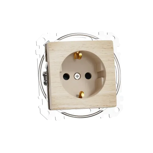 Розетка с заземлением, берёза, Sedna Design Schneider Electric SDD180022U