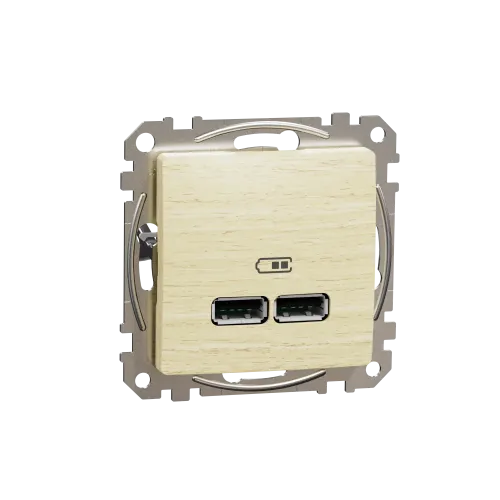 Розетка USB тип A+A, береза, Sedna Design SDD180401