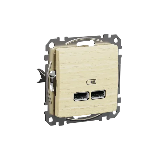 Розетка USB тип A+A, береза, Sedna Design SDD180401