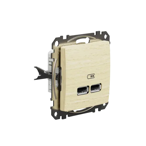 Розетка USB тип A+A, береза, Sedna Design SDD180401