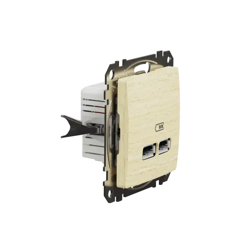 Розетка USB тип A+A, береза, Sedna Design SDD180401