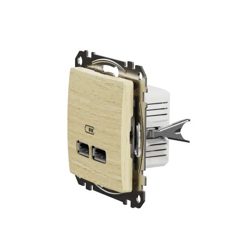Розетка USB тип A+A, береза, Sedna Design SDD180401