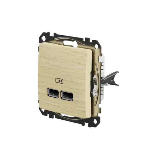 Розетка USB тип A+A, береза, Sedna Design SDD180401