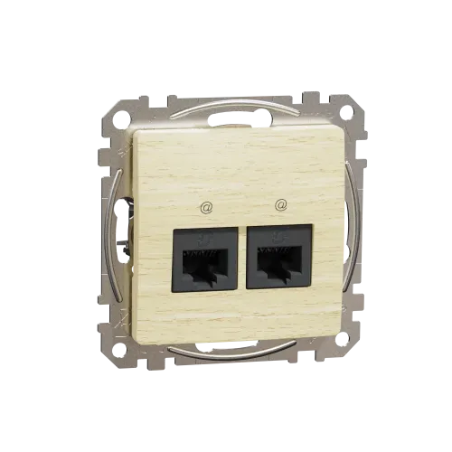 Компьютерная розетка 2 х RJ45 кат. 5е UTP, береза, Sedna Design SDD180452