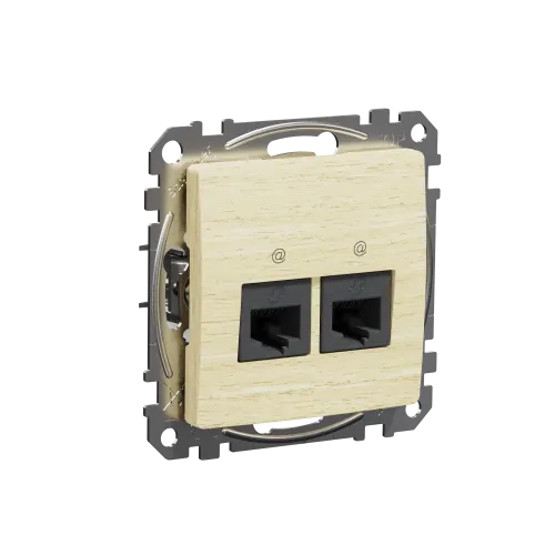 Компьютерная розетка 2 х RJ45 кат. 5е UTP, береза, Sedna Design SDD180452