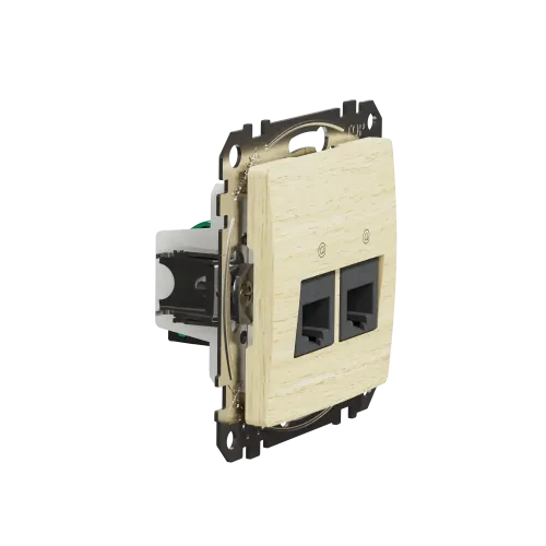 Компьютерная розетка 2 х RJ45 кат. 5е UTP, береза, Sedna Design SDD180452