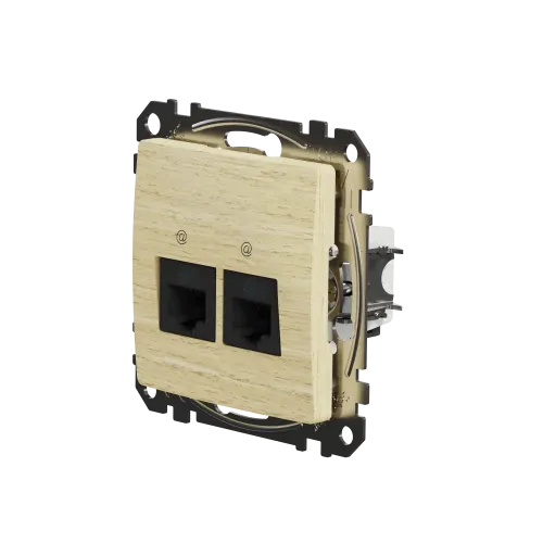 Компьютерная розетка 2 х RJ45 кат. 5е UTP, береза, Sedna Design SDD180452