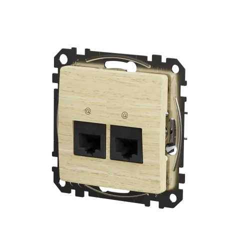 Компьютерная розетка 2 х RJ45 кат. 5е UTP, береза, Sedna Design SDD180452