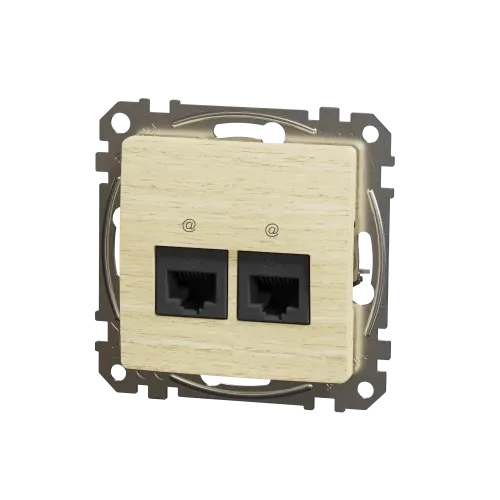 Компьютерная розетка 2 х RJ45 кат. 5е UTP, береза, Sedna Design SDD180452
