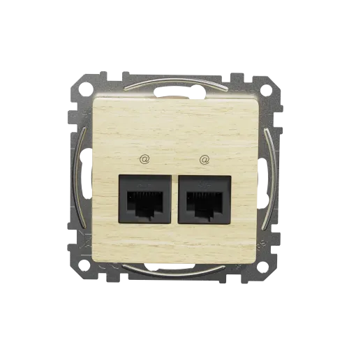 Компьютерная розетка 2 х RJ45 кат. 5е UTP, береза, Sedna Design SDD180452