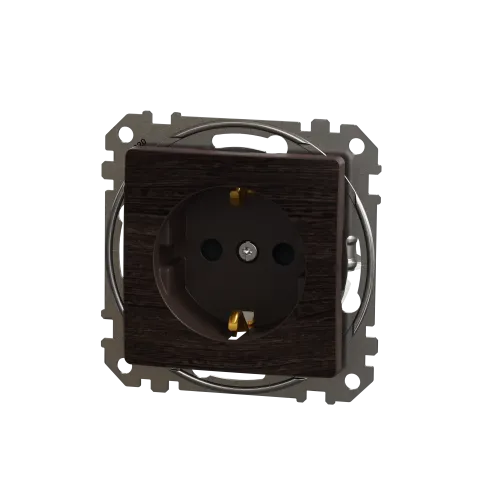 Розетка с заземлением, венге, Sedna Design Schneider Electric SDD181022U
