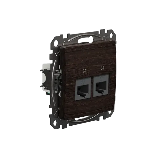 Компьютерная розетка 2 х RJ45 кат. 5е UTP, венге, Sedna Design SDD181452