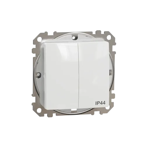 Выключатель 2-клавишный влагозащищенный IP44, белый, Sedna Design SDD211105