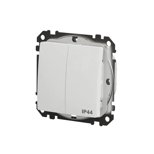 Выключатель 2-клавишный влагозащищенный IP44, белый, Sedna Design SDD211105