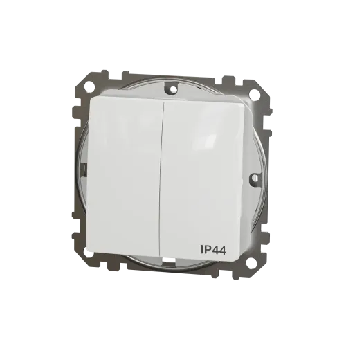 Выключатель 2-клавишный влагозащищенный IP44, белый, Sedna Design SDD211105