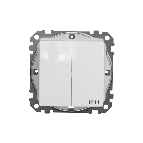 Выключатель 2-клавишный влагозащищенный IP44, белый, Sedna Design SDD211105
