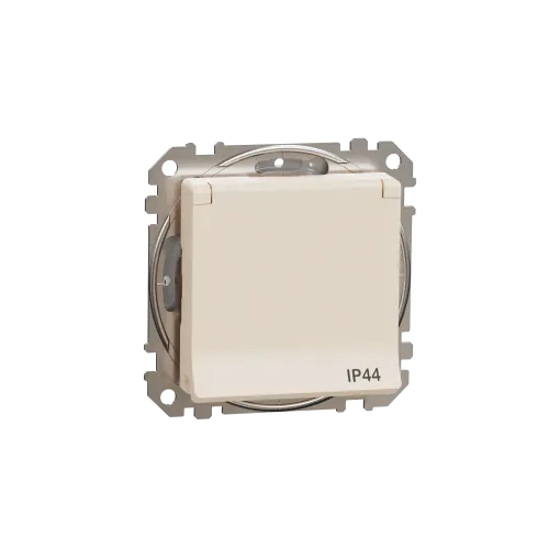Розетка влагозащищенная IP44, бежевый, Sedna Design SDD212024