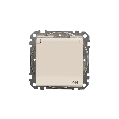 Розетка влагозащищенная IP44, бежевый, Sedna Design SDD212024