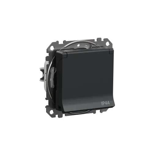 Розетка влагозащищенная IP44, черный, Sedna Design SDD214024