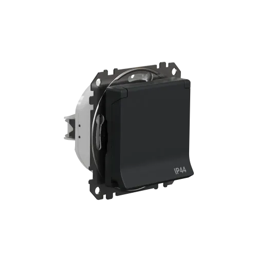 Розетка влагозащищенная IP44, черный, Sedna Design SDD214024