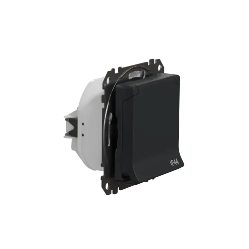 Розетка влагозащищенная IP44, черный, Sedna Design SDD214024