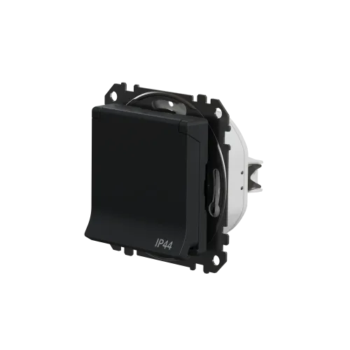 Розетка влагозащищенная IP44, черный, Sedna Design SDD214024