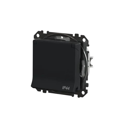 Розетка влагозащищенная IP44, черный, Sedna Design SDD214024