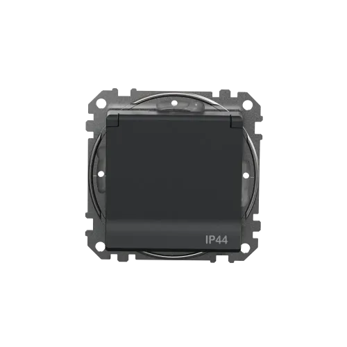 Розетка влагозащищенная IP44, черный, Sedna Design SDD214024