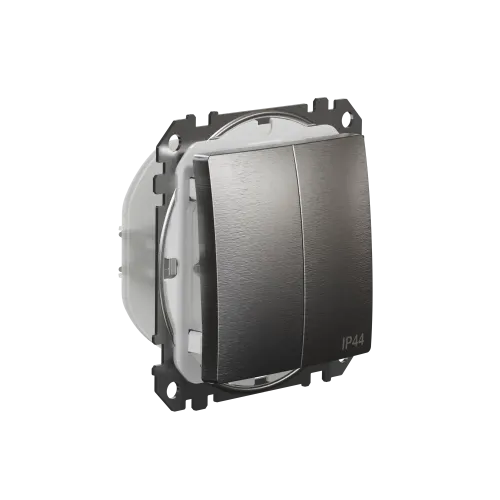 Выключатель IP44 2-клавишный, матовый алюминий, Sedna Design SDD270105